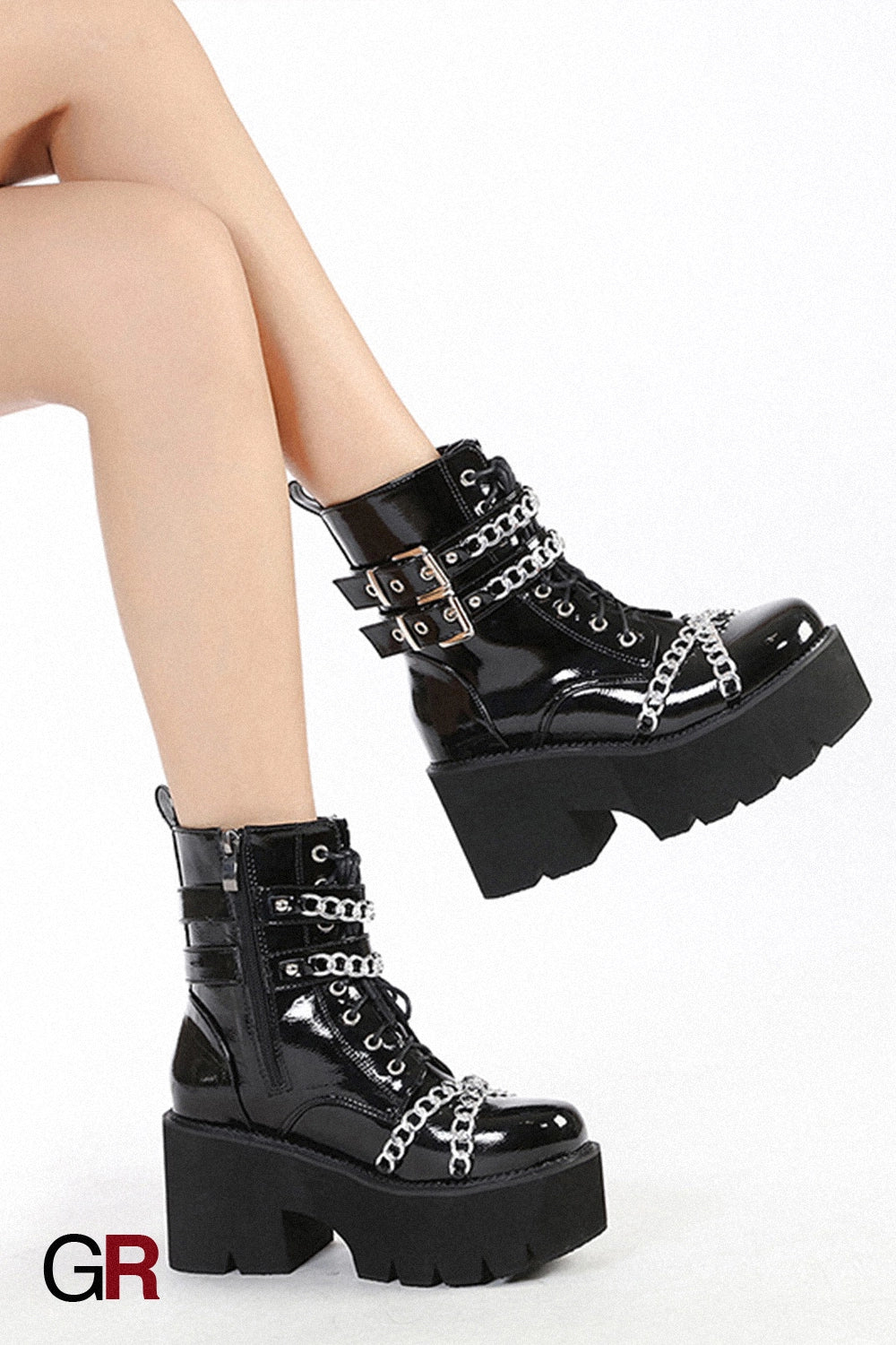 Women's Chunky Heel Muffin Platform Martin Boots Platform