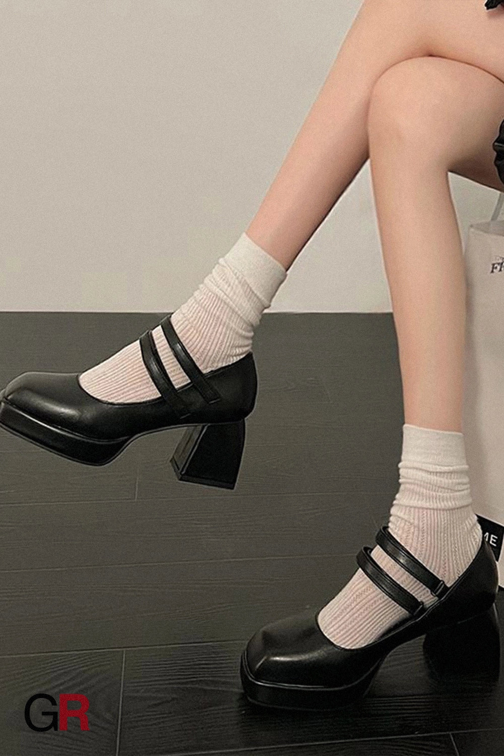 White Mary Jane Chunky Heel Wedding Shoes
