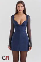 Timeless Elegance High-Waisted Long Sleeve Dress - GlamoROZ