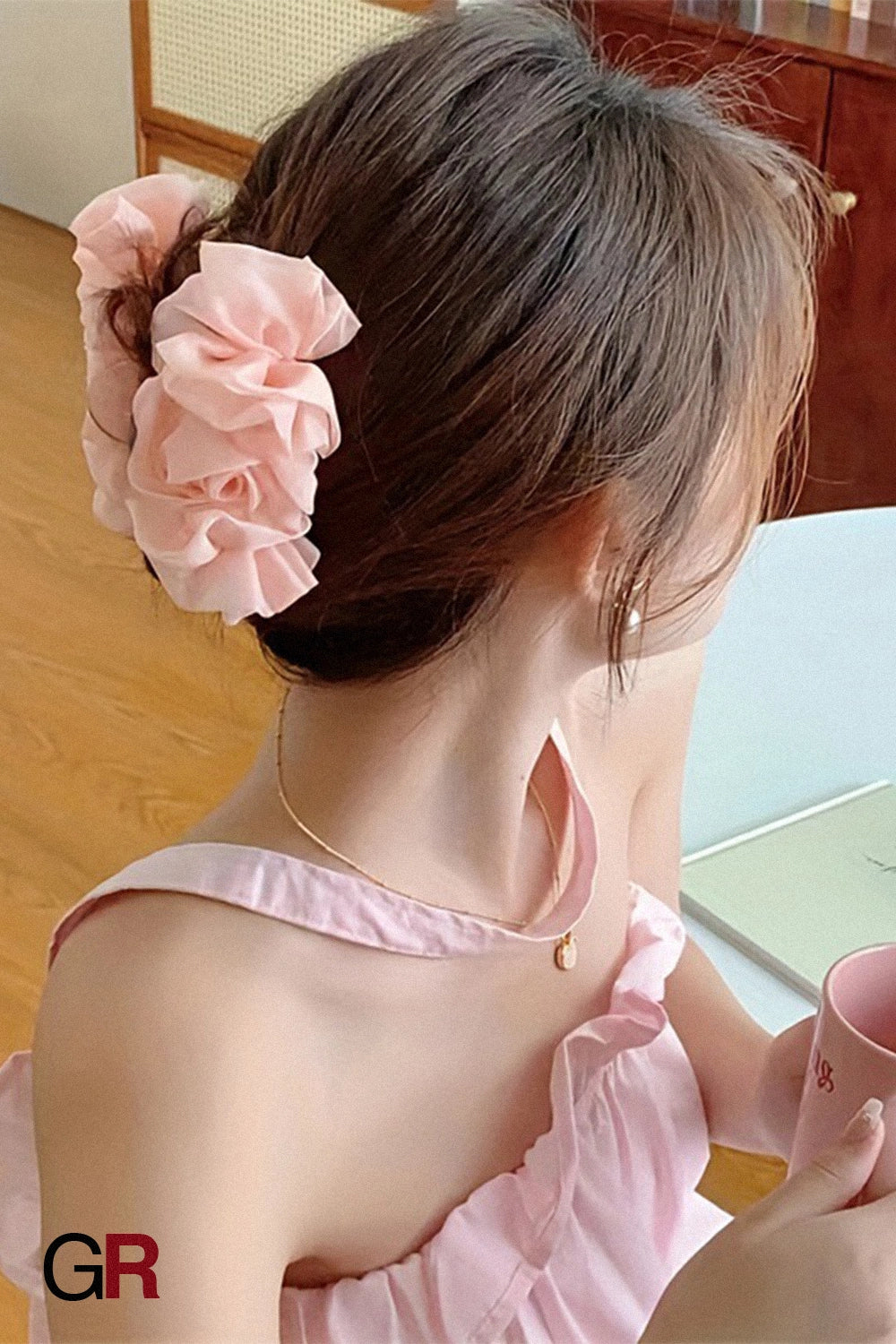 Chiffon Bow Barrettes Back Head Updo Hair Claw