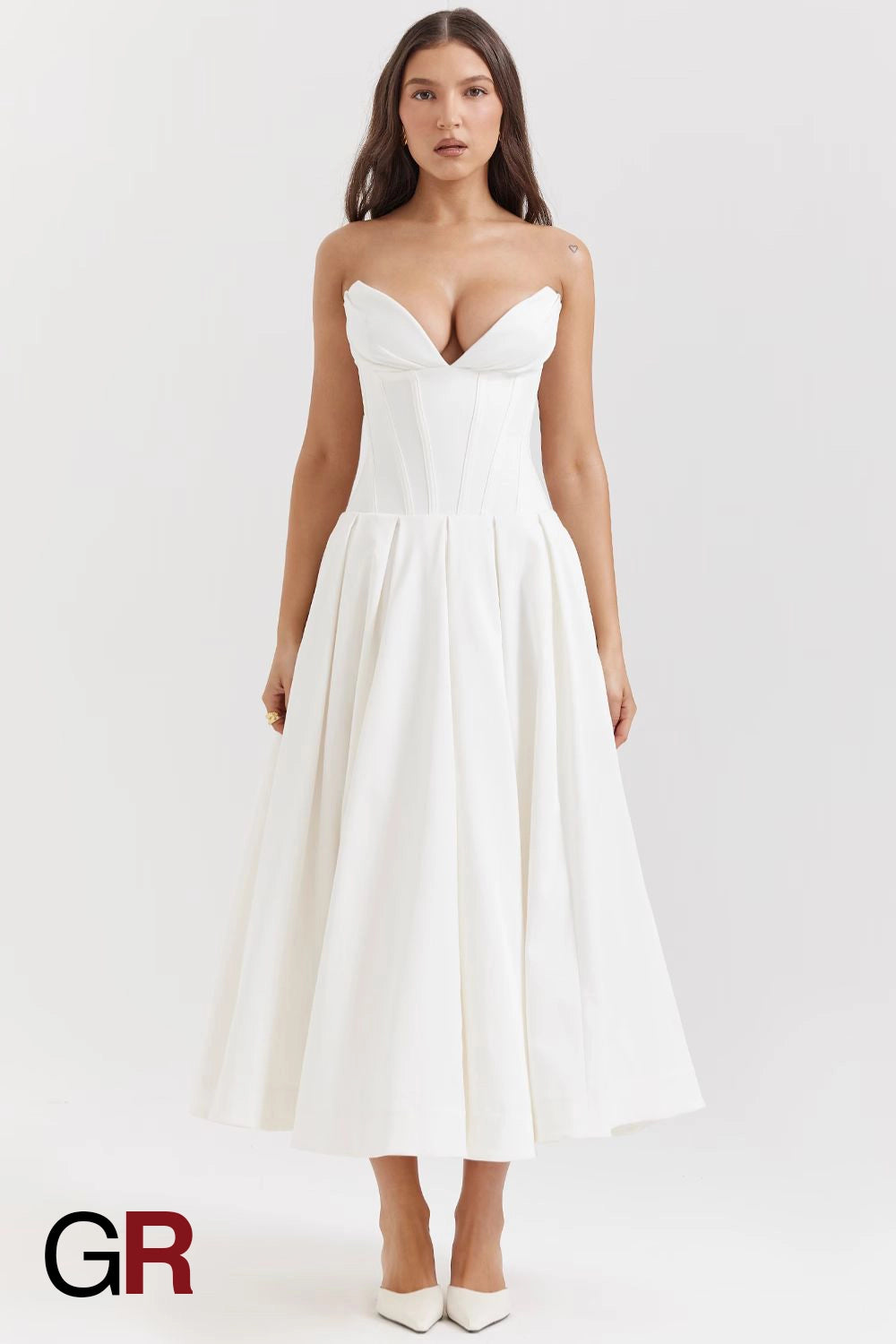 Chic Allure Strapless Bodycon White Dress - GlamoROZ