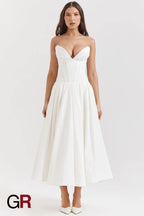 Chic Allure Strapless Bodycon White Dress - GlamoROZ
