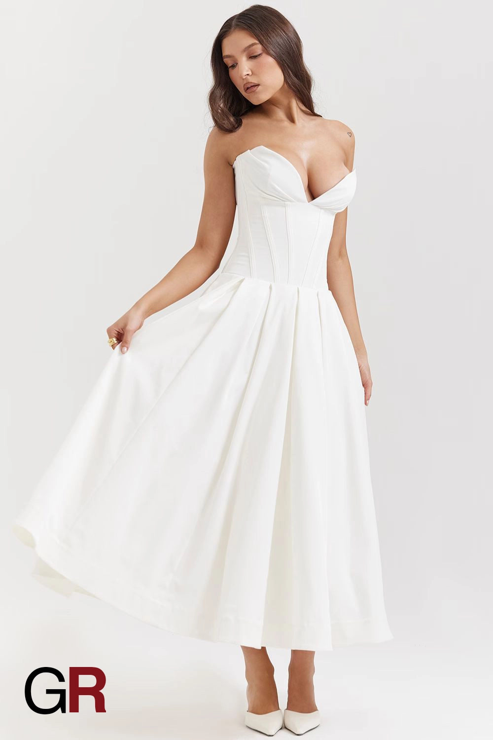 Chic Allure Strapless Bodycon White Dress - GlamoROZ