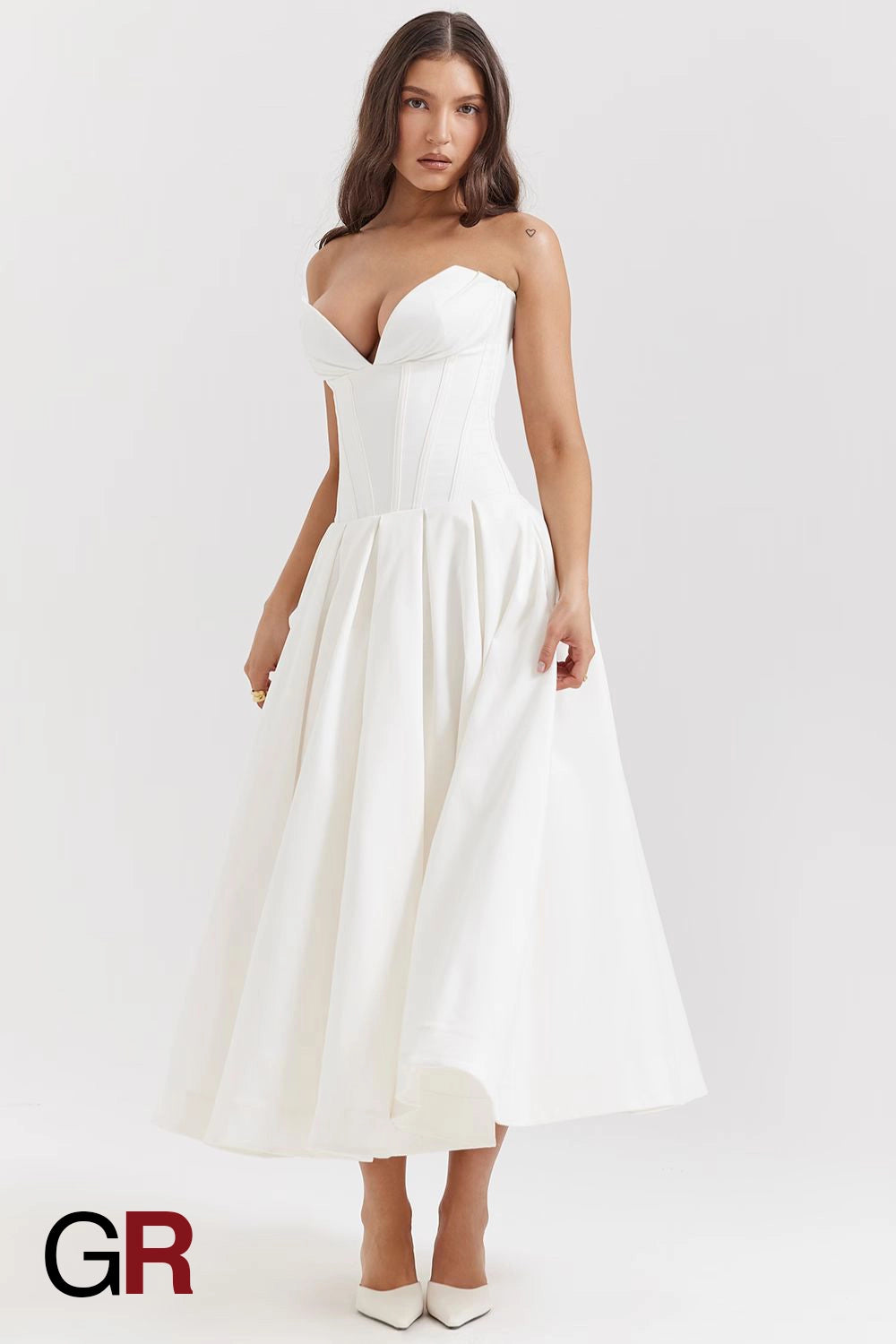 Chic Allure Strapless Bodycon White Dress - GlamoROZ