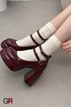 French High Heel Mary Jane Shoes Women