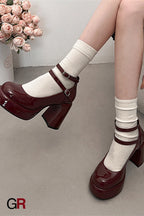French High Heel Mary Jane Shoes Women