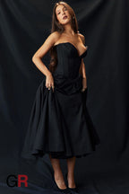 Chic Allure Strapless Bodycon Black Dress - GlamoROZ