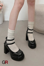 French High Heel Mary Jane Shoes Women