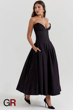 Chic Allure Strapless Bodycon Black Dress - GlamoROZ