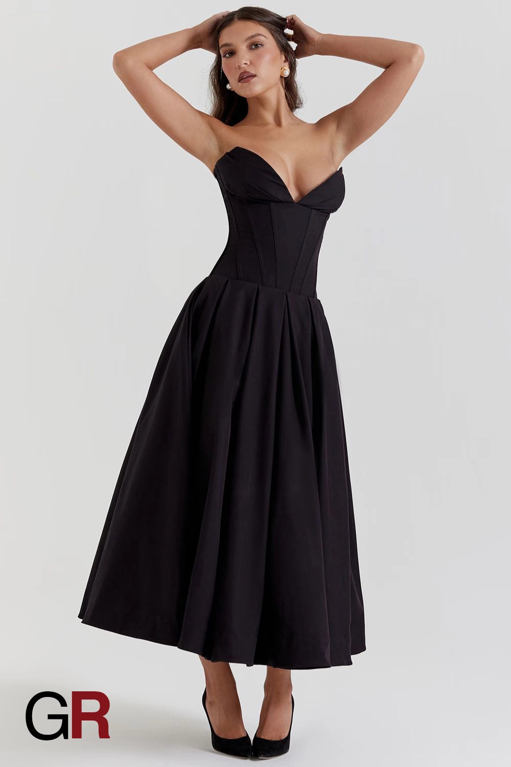 Chic Allure Strapless Bodycon Black Dress - GlamoROZ