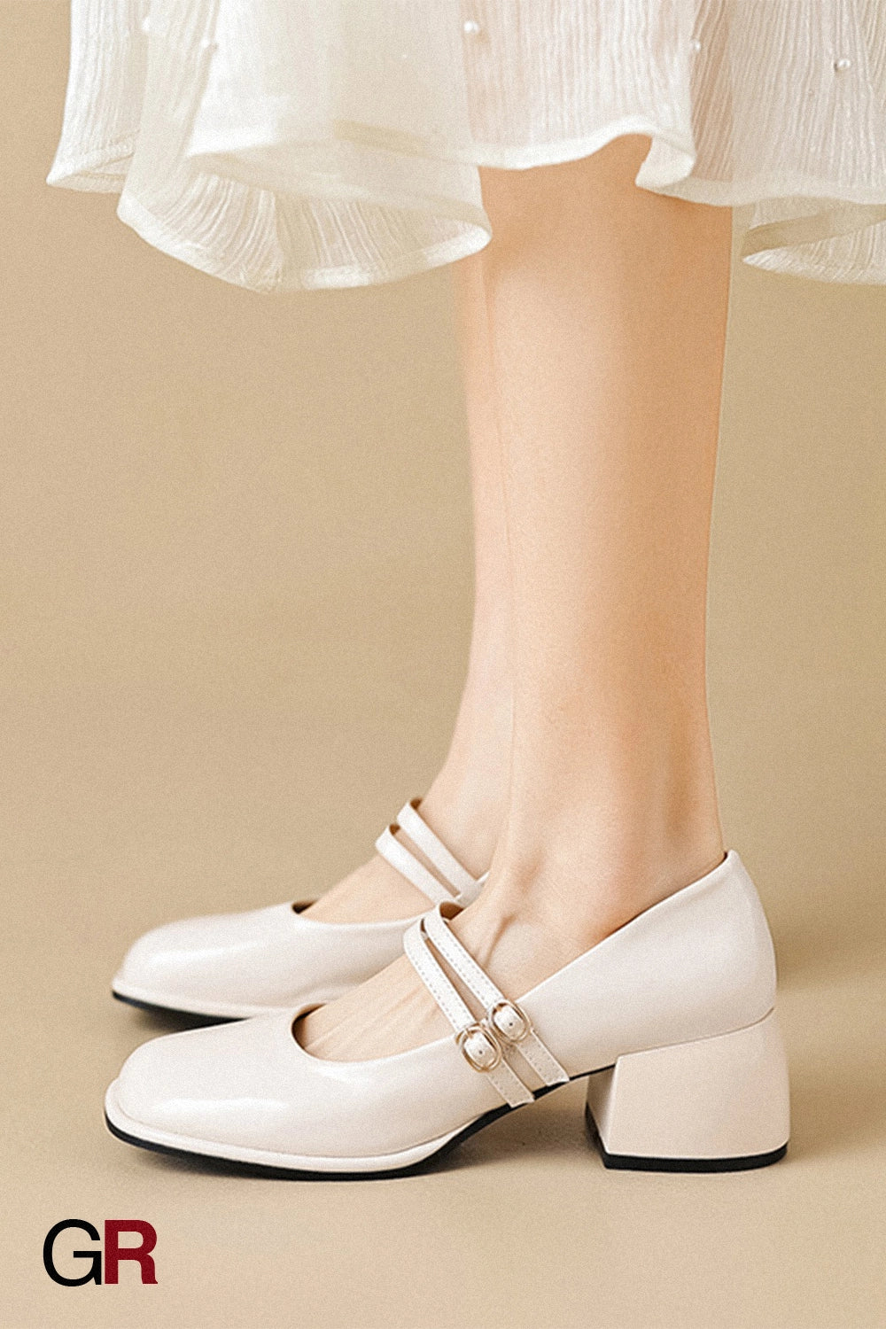 French Style Mary Jane Women's Chunky Heel Leather Retro Shoes