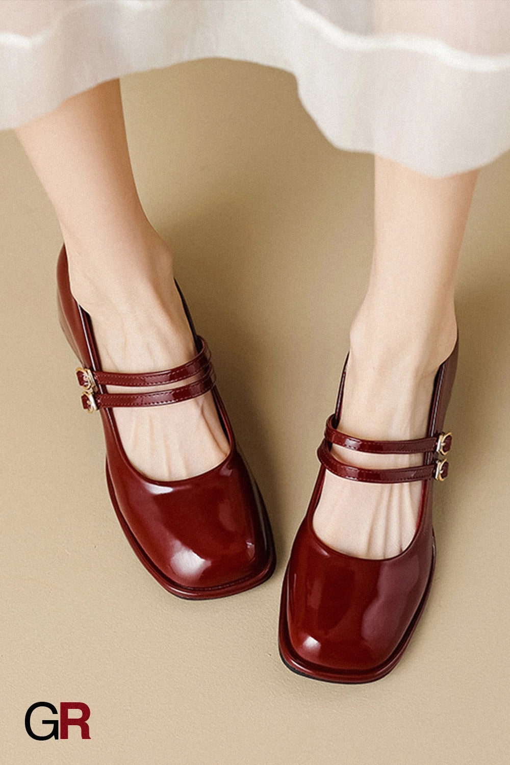 French Style Mary Jane Women's Chunky Heel Leather Retro Shoes