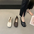 Women's Simple Split Toe Horseshoe Peas Chunky Heel Pumps