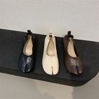 Women's Simple Split Toe Horseshoe Peas Chunky Heel Pumps
