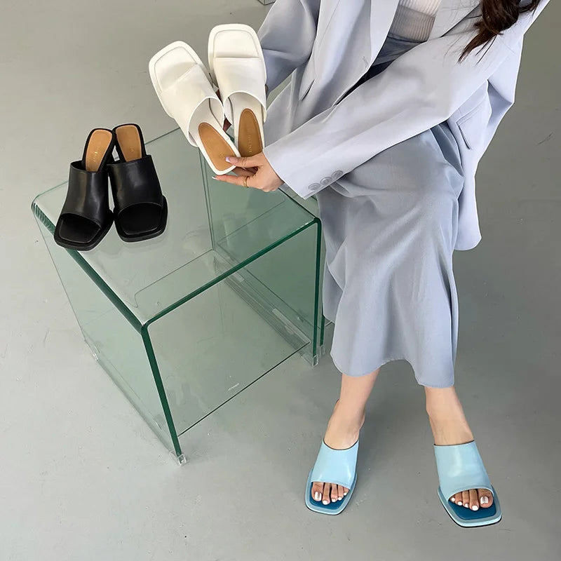 Urban Square Toe High Heel Sandals - GlamoROZ