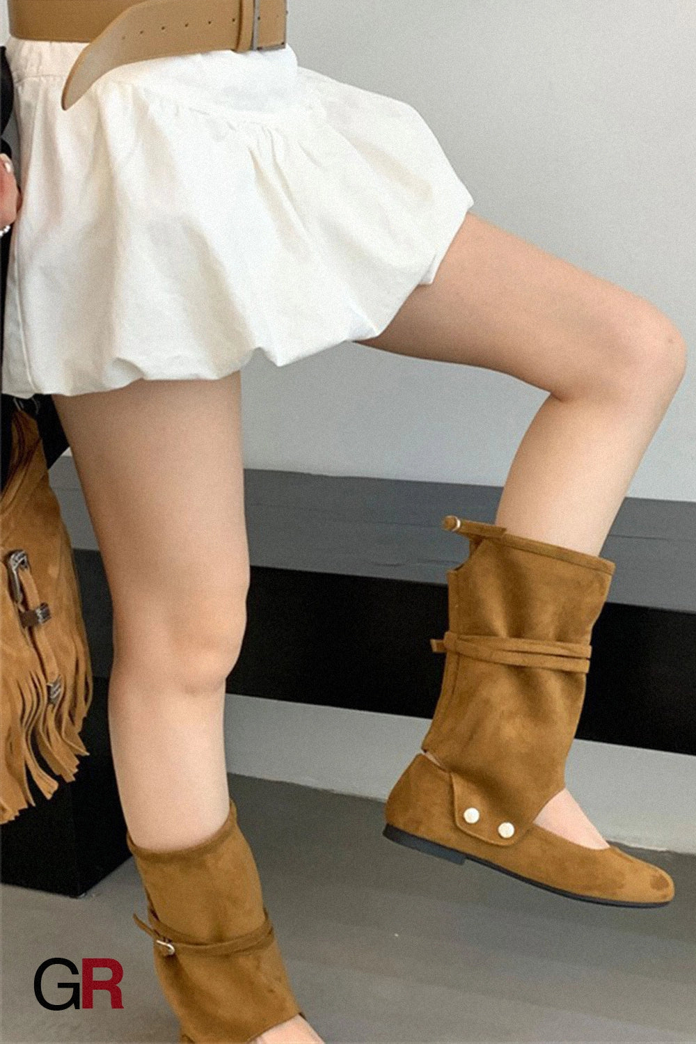 Niche Design Two-way Pants Brushed Hollow-out Mid-calf Length Loose Socks Boots