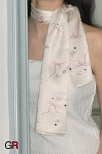 Bow Design Silk Scarf Ribbon Women's Bag Hair Band
