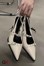 Thick Heel Ankle-strap Pointed Toe Chunky Heel Mary Jane Shoes