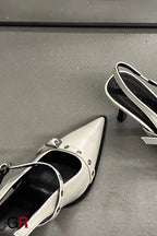 Thick Heel Ankle-strap Pointed Toe Chunky Heel Mary Jane Shoes