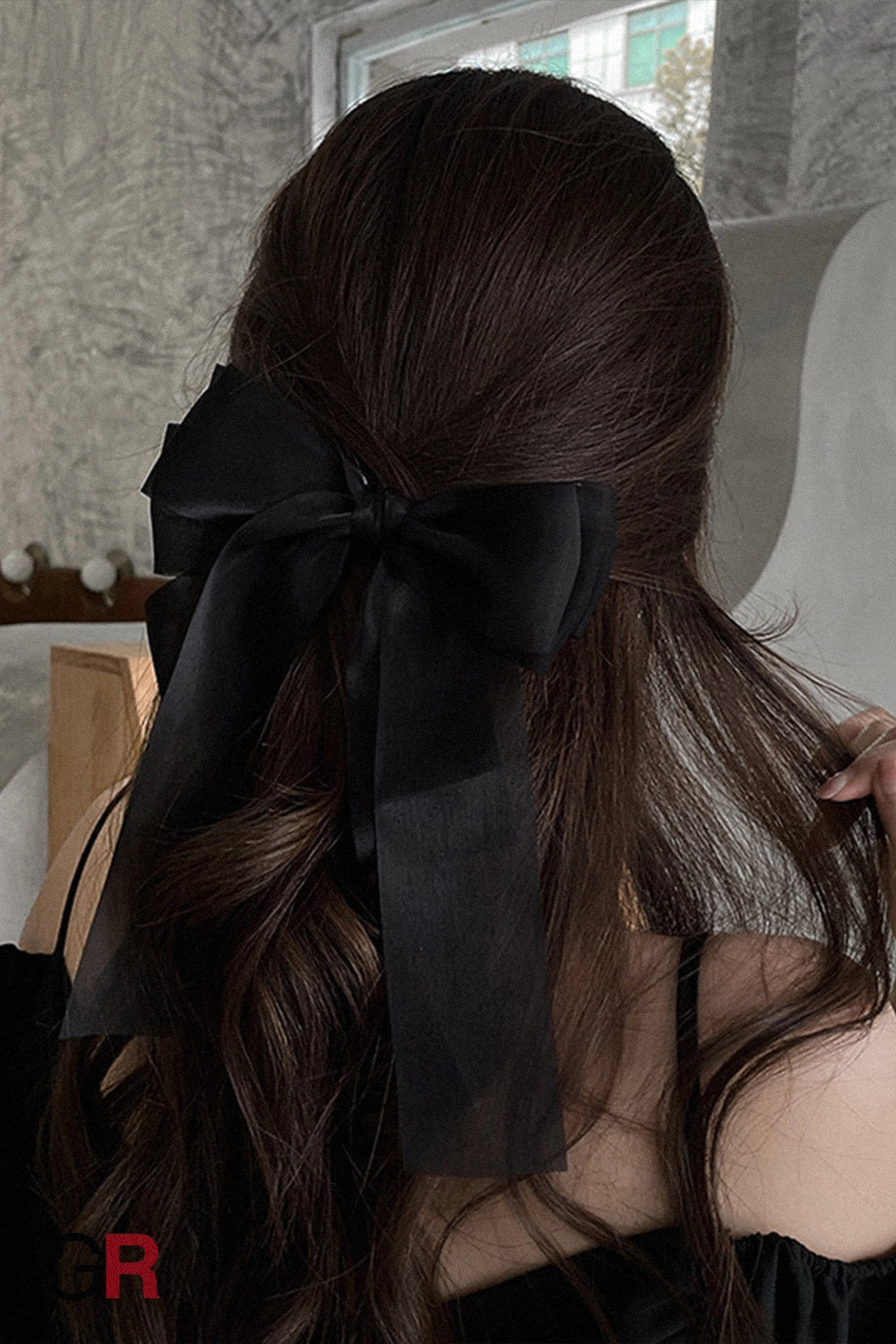 Black Veil Bowknot Spring Clip Back Head Hair Clip