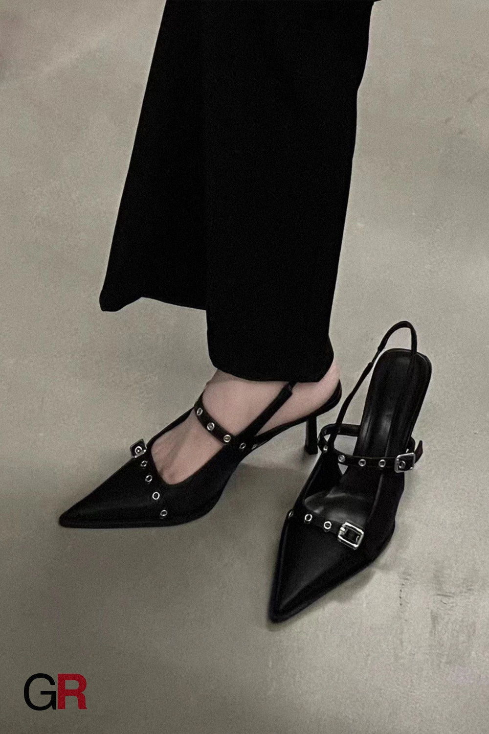 Thick Heel Ankle-strap Pointed Toe Chunky Heel Mary Jane Shoes