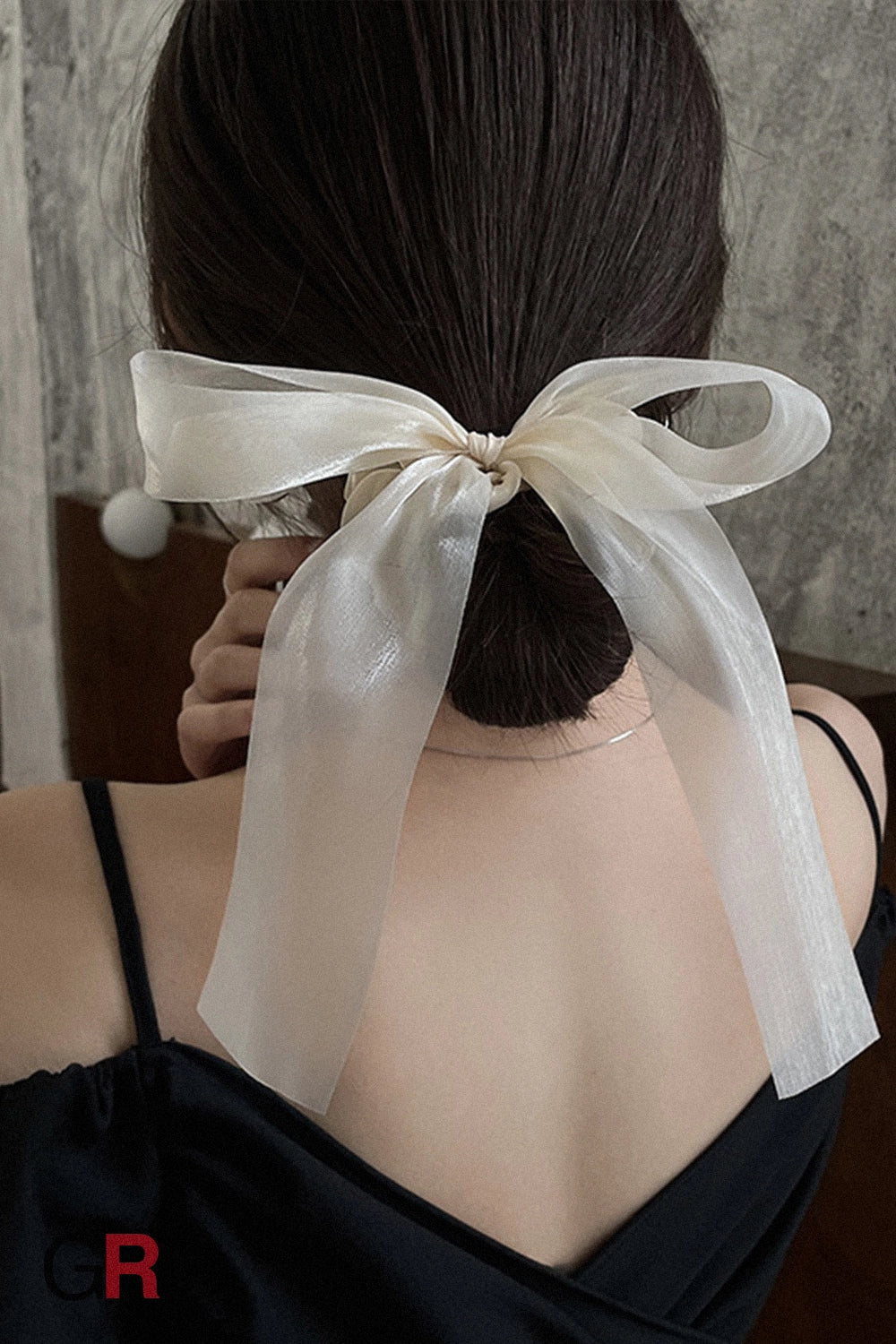 Black Veil Bowknot Spring Clip Back Head Hair Clip