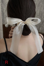 Black Veil Bowknot Spring Clip Back Head Hair Clip