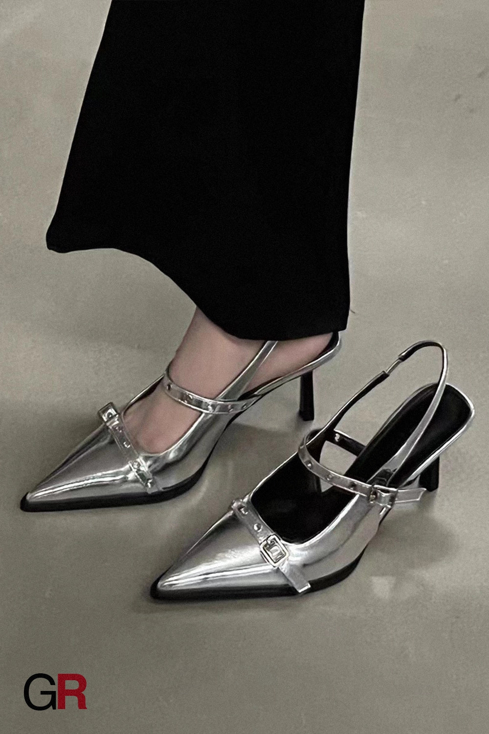 Thick Heel Ankle-strap Pointed Toe Chunky Heel Mary Jane Shoes