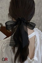 Black Veil Bowknot Spring Clip Back Head Hair Clip