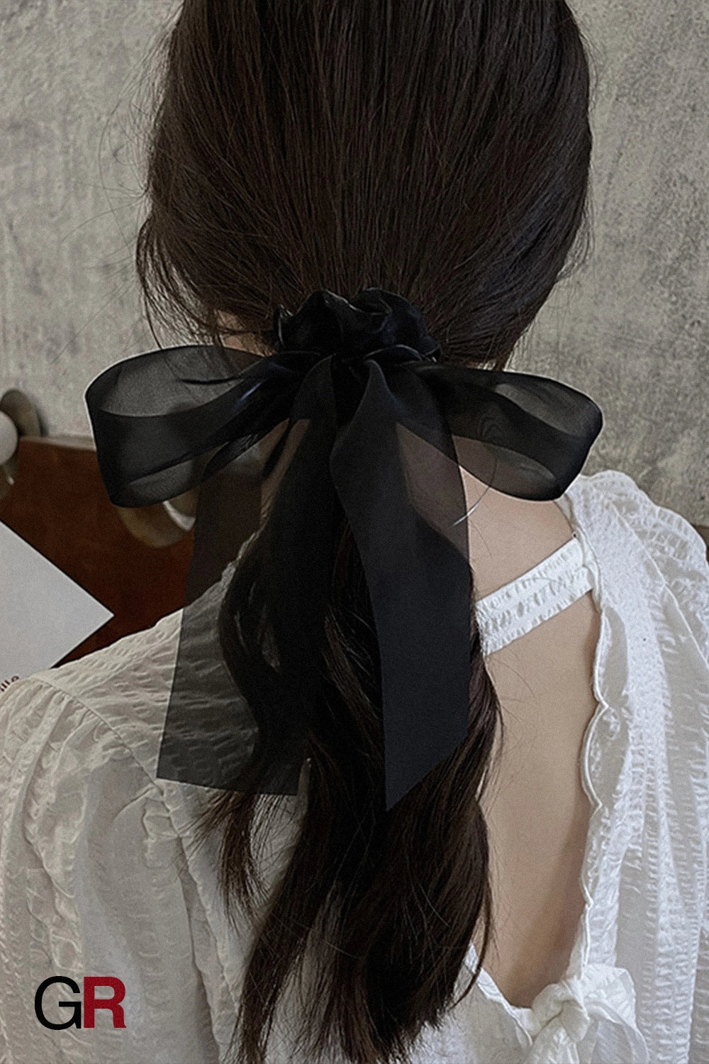 Black Veil Bowknot Spring Clip Back Head Hair Clip