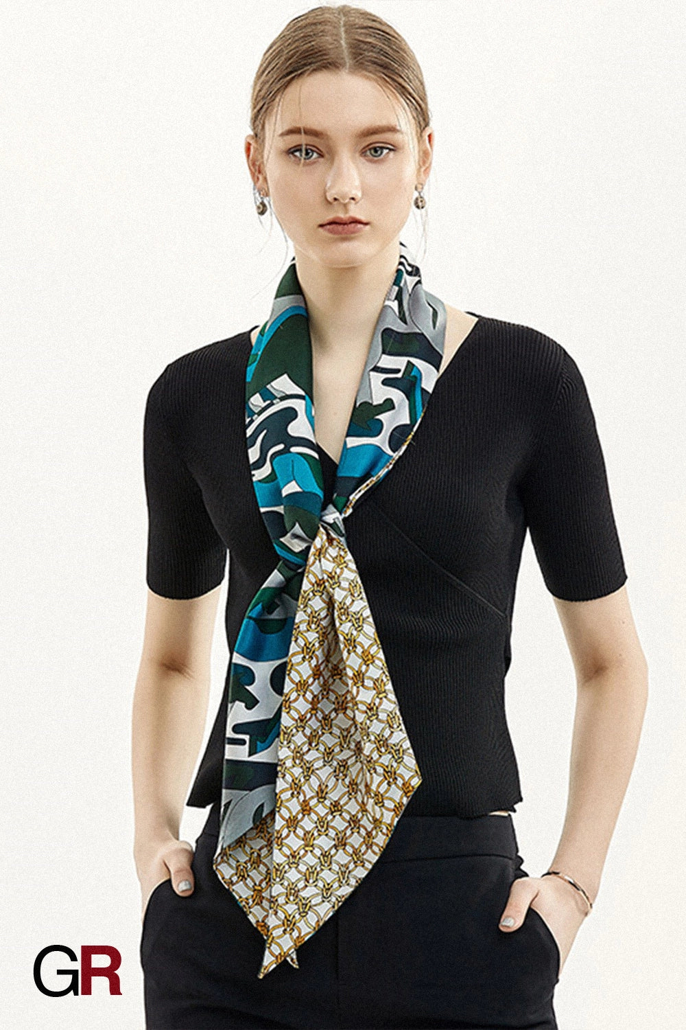 Double sided silk scarf