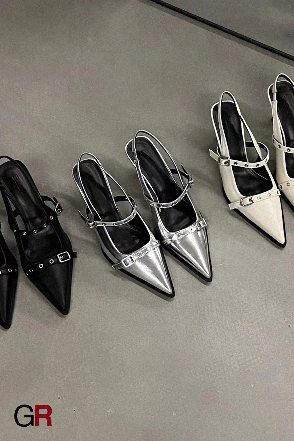 Thick Heel Ankle-strap Pointed Toe Chunky Heel Mary Jane Shoes
