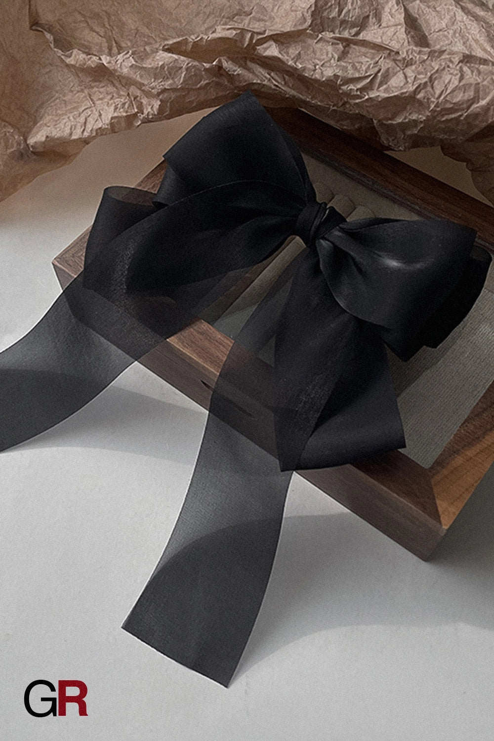 Black Veil Bowknot Spring Clip Back Head Hair Clip