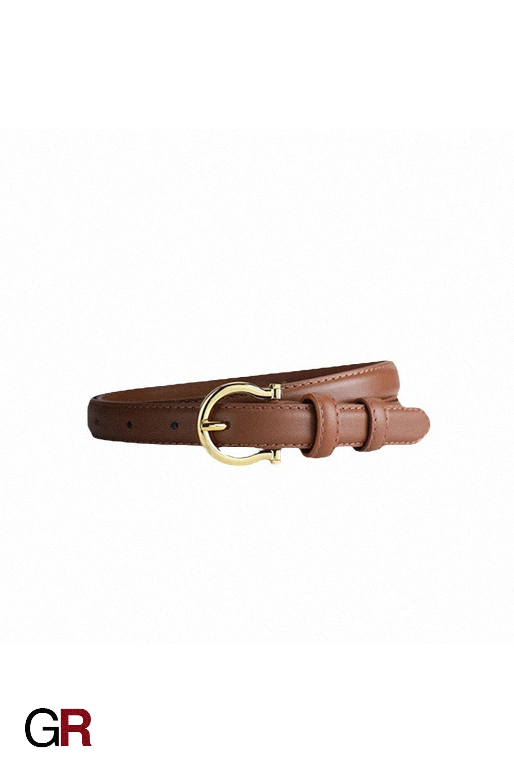 French Gold Buckle Genuine Leather Belt Women