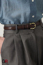 French Gold Buckle Genuine Leather Belt Women