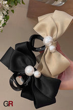Pearl Bow Large Hair Clip Women's Headdress