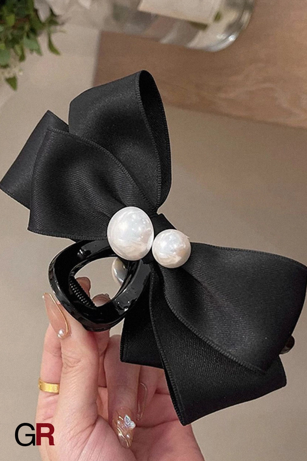 Pearl Bow Large Hair Clip Women's Headdress