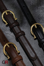 French Gold Buckle Genuine Leather Belt Women