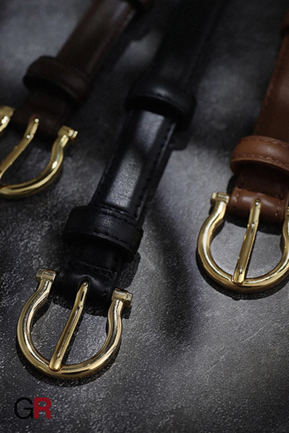 French Gold Buckle Genuine Leather Belt Women