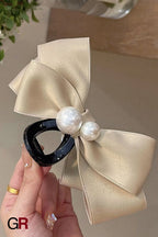 Pearl Bow Large Hair Clip Women's Headdress