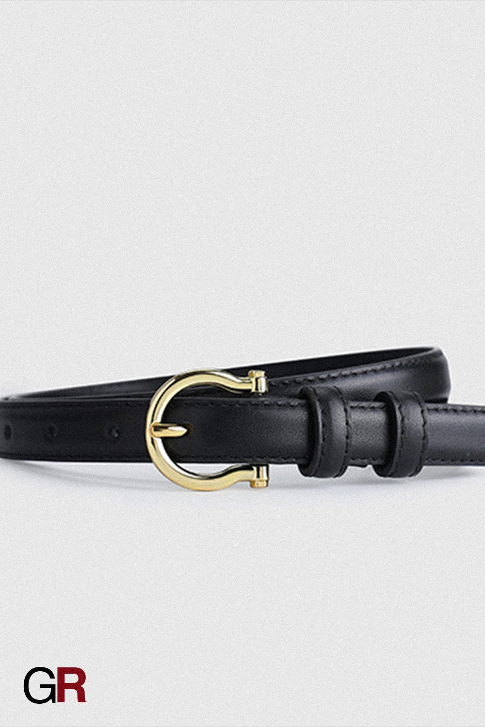 French Gold Buckle Genuine Leather Belt Women