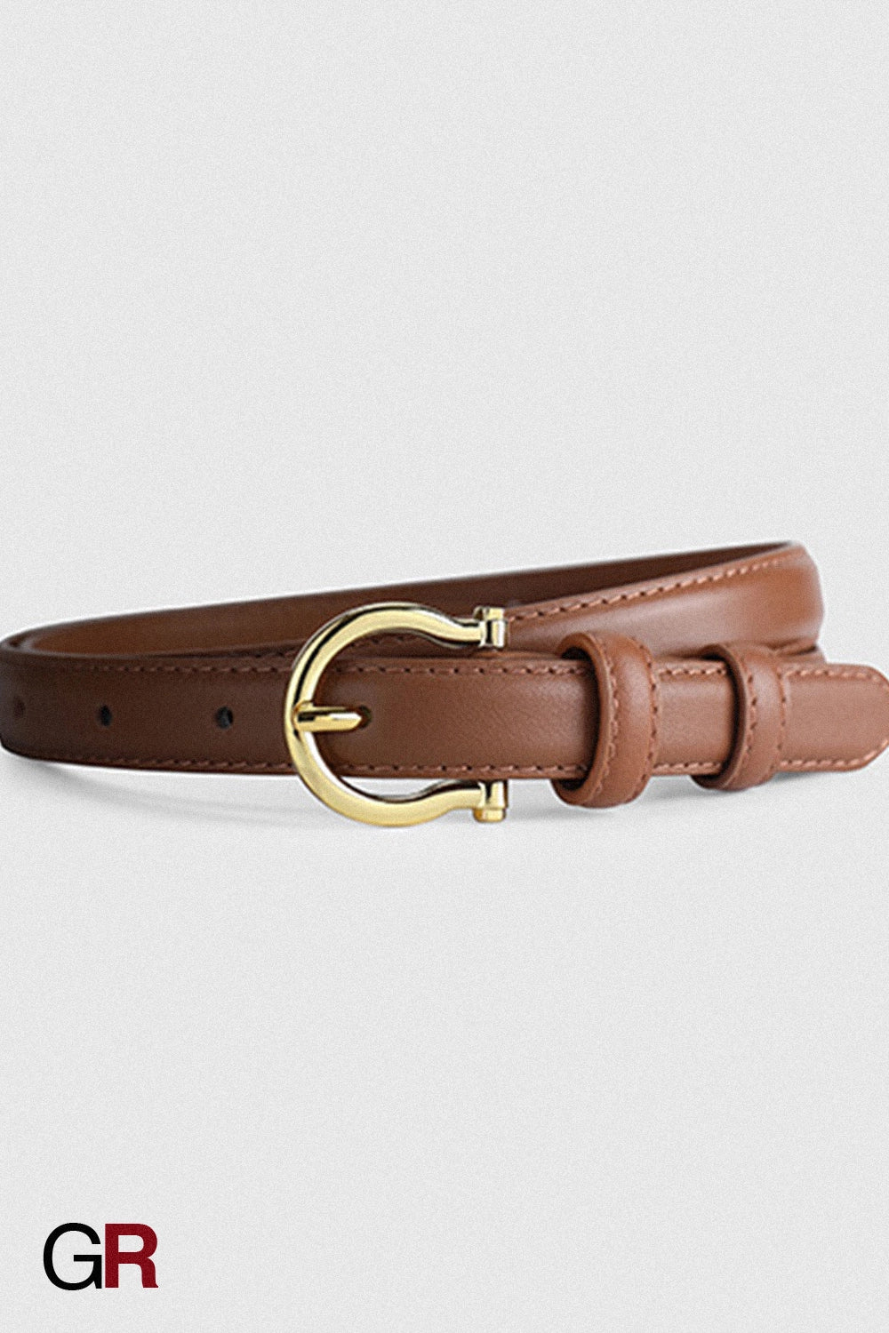 French Gold Buckle Genuine Leather Belt Women