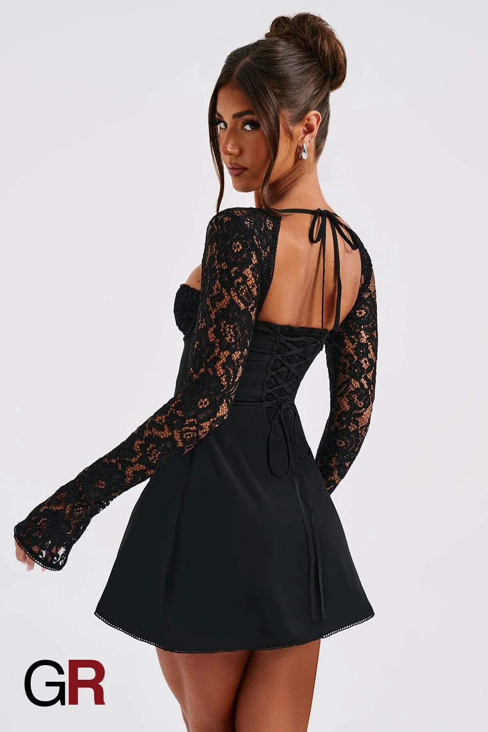 Lace Corset Black Mini Dress - GlamoROZ
