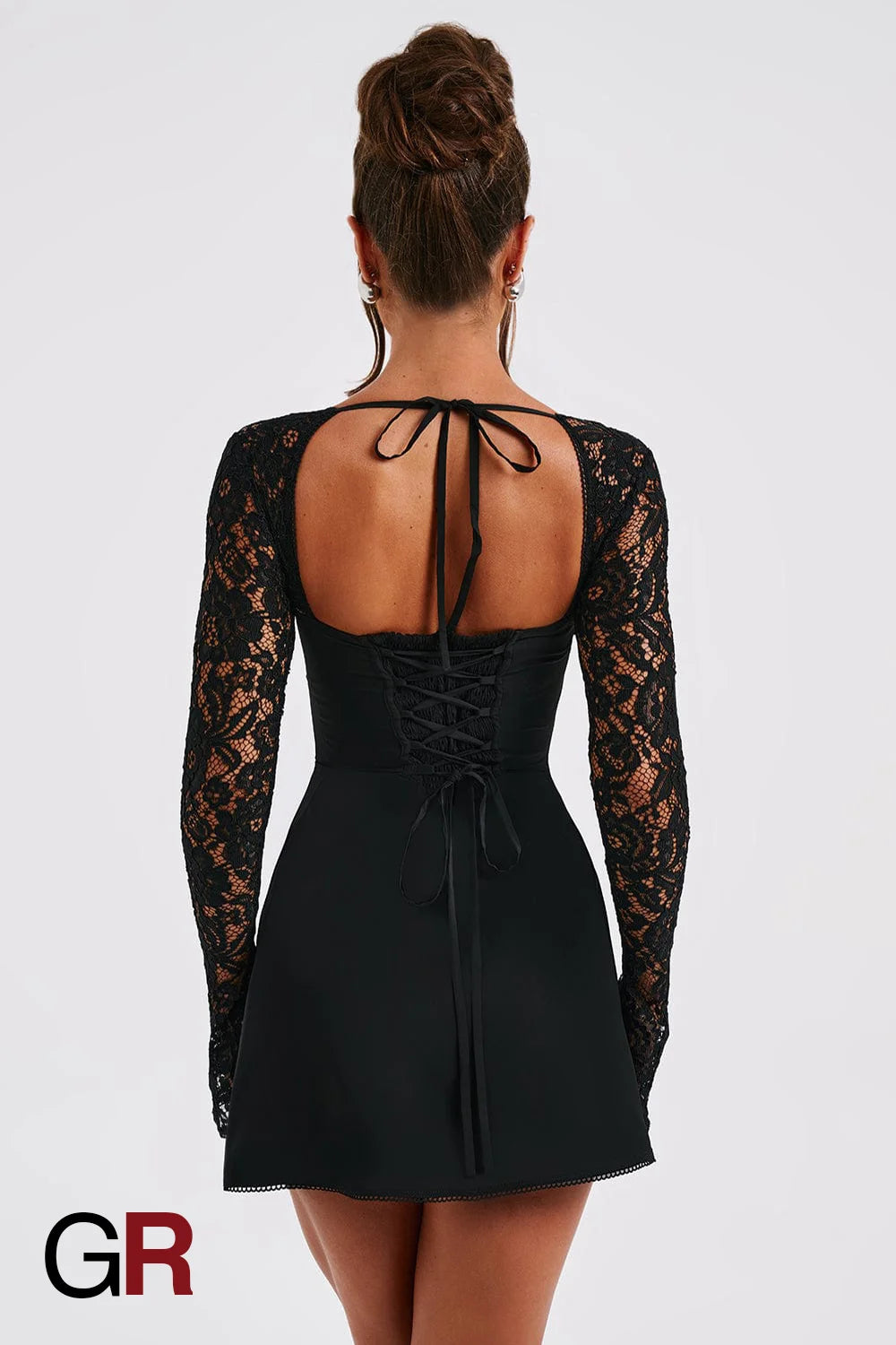 Lace Corset Black Mini Dress - GlamoROZ