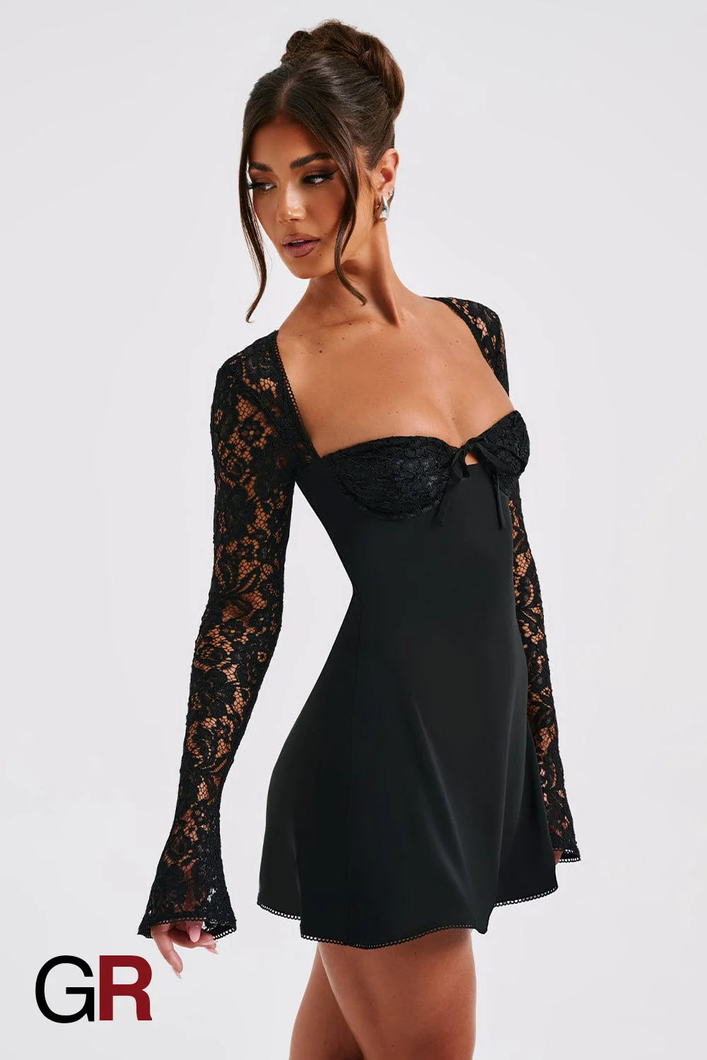 Lace Corset Black Mini Dress - GlamoROZ