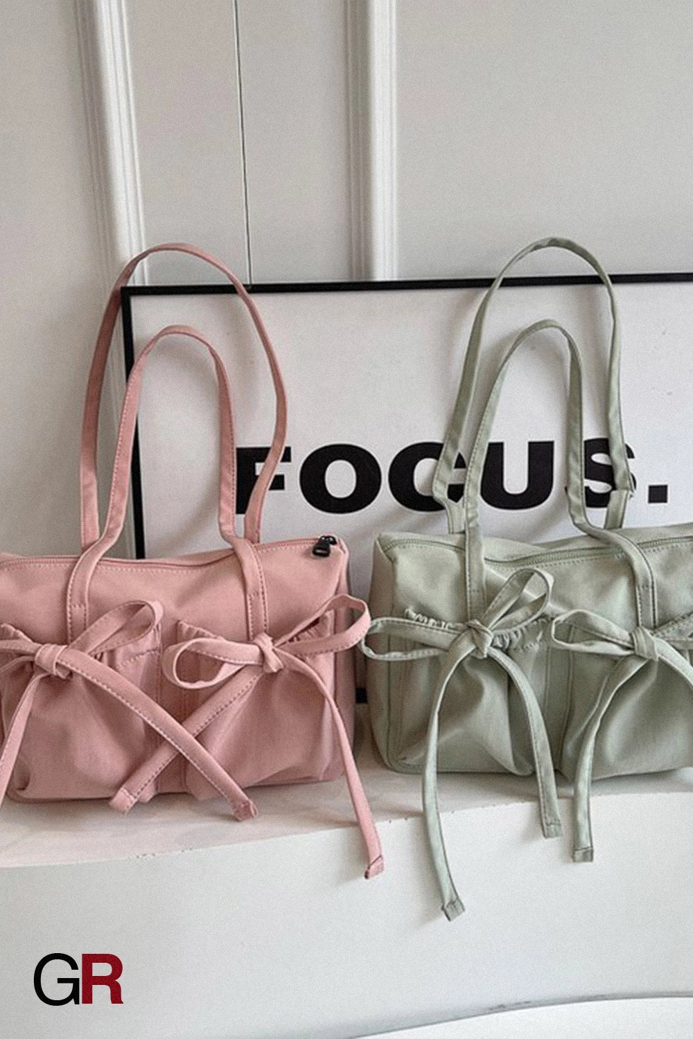 Bow Zipper Tote Large Capacity Shoulder Bag Women