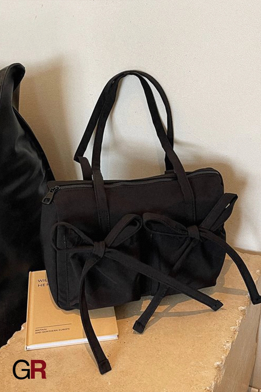 Bow Zipper Tote Large Capacity Shoulder Bag Women