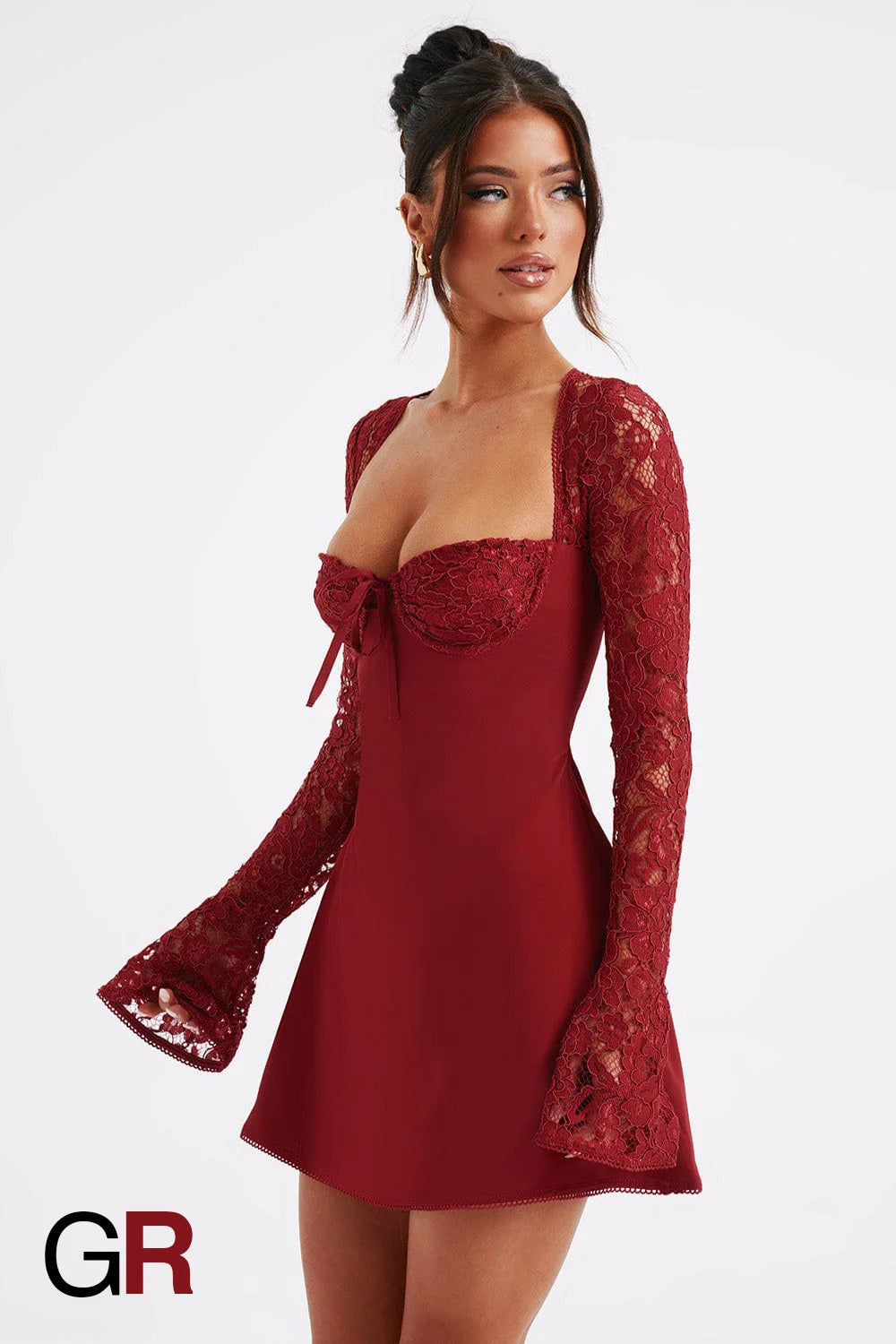 Lace Corset Backless Red Mini Dress - GlamoROZ