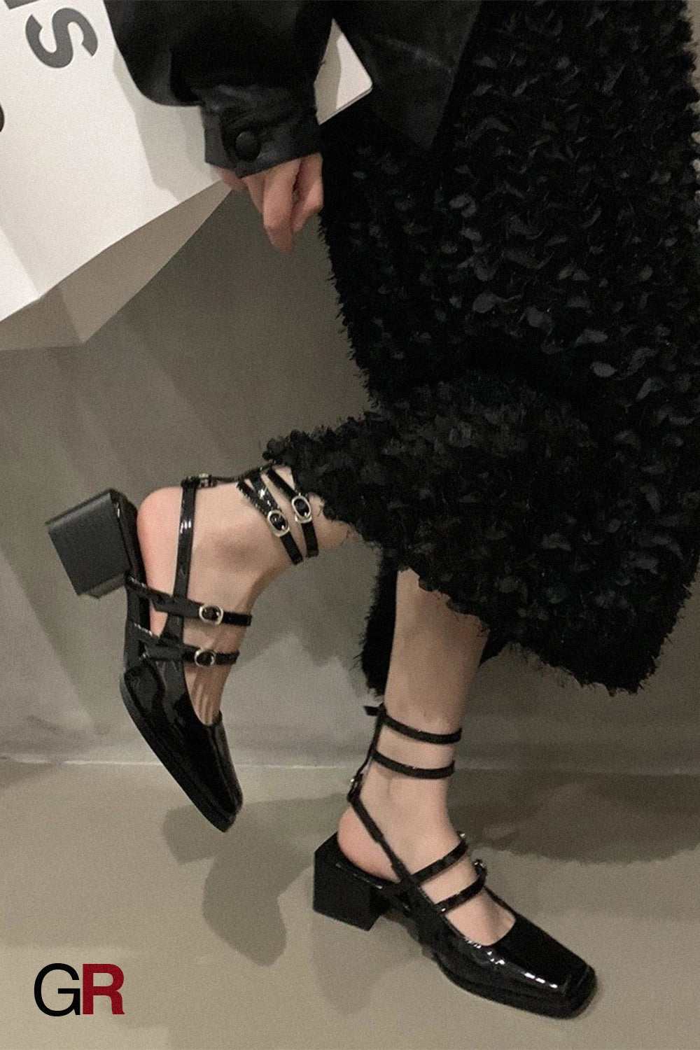 Women With Thick Black High Heels