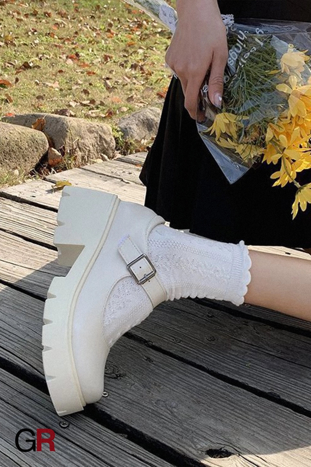 Women's Platform Vintage College Chunky Heel Mary Jane Shoes